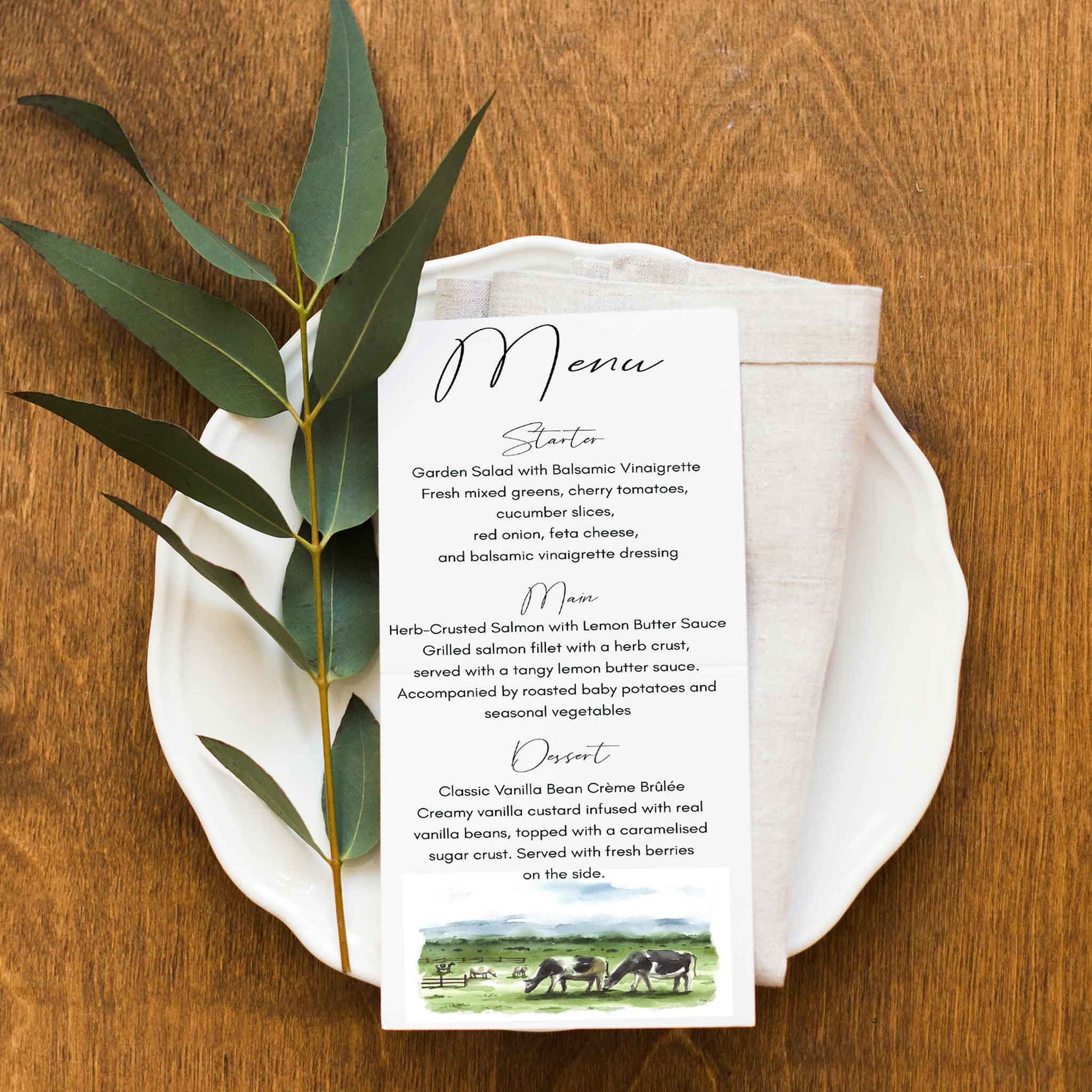Cow Wedding Menu